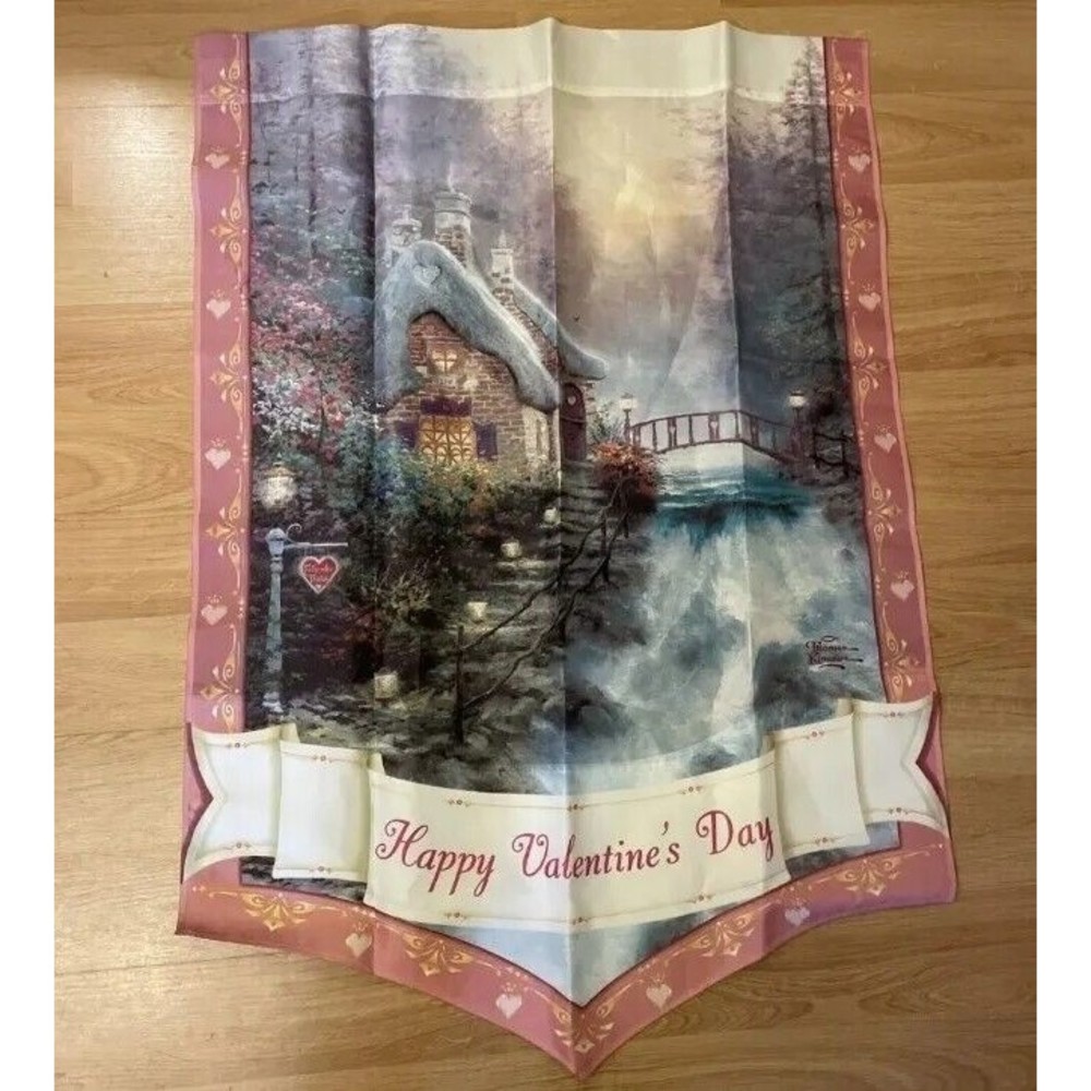 THOMAS KINKADE YEAR OF GLAD TIDINGS HAPPY VALENTINE'S DAY FLAG NEW